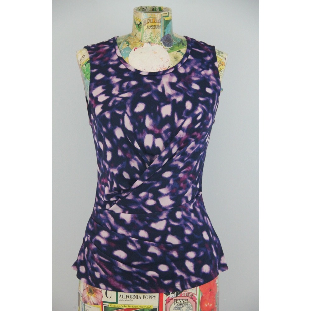 Robert Rodriguez Sz XS Women's Multicolor Blue Pink Wrap Sleeveless Blouse #445